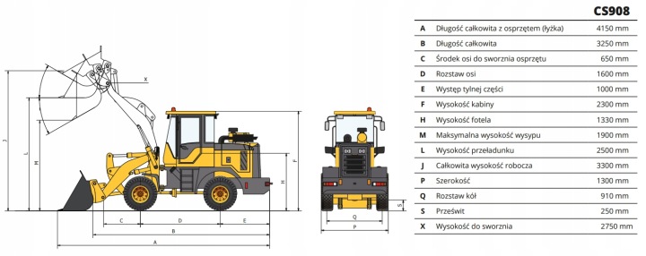 MINILADOWARKA KOLOWA GUNSTIG CS908 800KG PERKINS EURO5| KOMPAKTOWA ROLNICZA