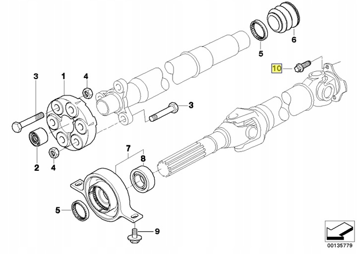 BMW PERNO TORNILLOS 4 PIEZAS TORX M10X23-10-ZNS3 DE EJE 