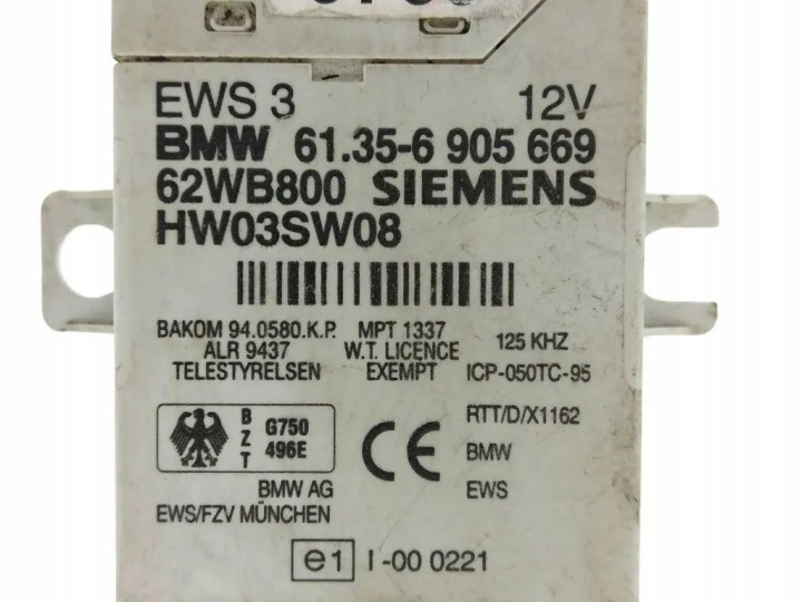 MODULE IMMOBILISATEUR BMW 3 COUPÉ (E46) 6905669 3.0L GASOLINE 2002