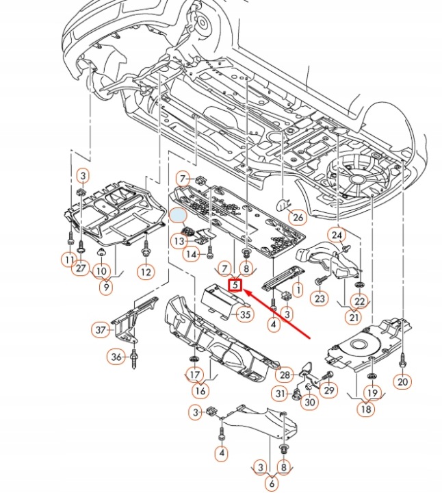 VW SCIROCCO MK3 PROTECTION CHÂSSIS DROITE 1K0825202BN ORIGINALE