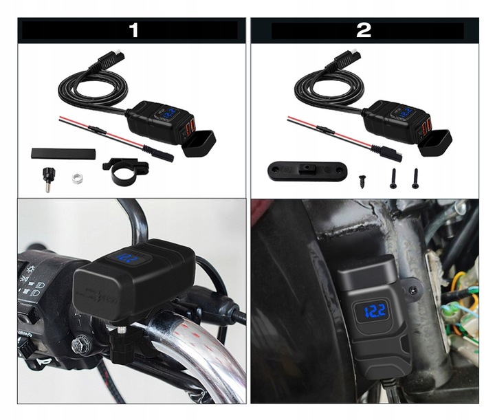 DISPOSITIVO DE CARGA BLOQUE DE ALIMENTACIÓN 2XUSB QC3.0 VOLTÍMETRO BOTÓN 