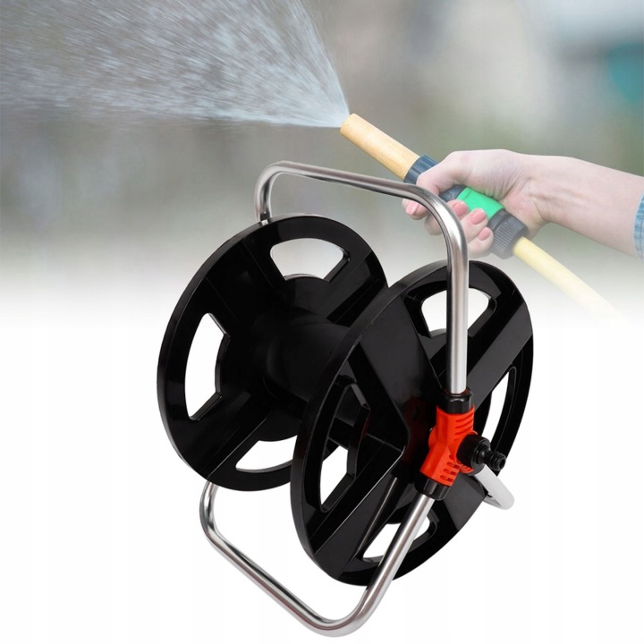TAMBOUR SUR TUYAU VERS EAU AUTOMOBILE 35M, ÉTAGÈRE VERS STOCKAGE WEZA, SUPPORT SUR CÂBLE