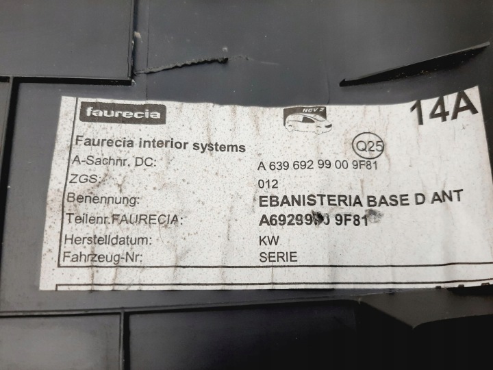 2008 MERCEDES-BENZ VITO VIANO W639 AUTRE PIÈCE INTÉRIEUR A6396929900