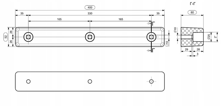 TOPE DE SUSPENSION DE GOMA 40X5,2X6 CM - 3 OTWORY. 