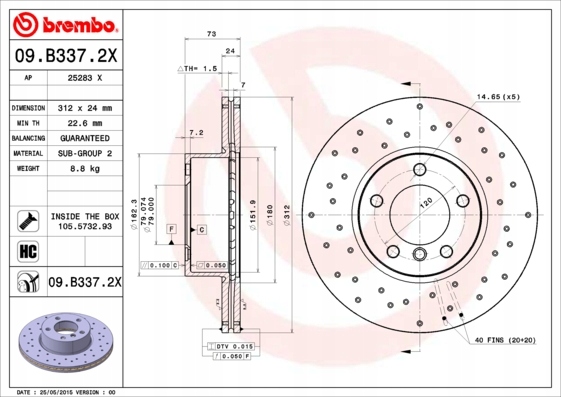 DISCOS ZAPATAS PARTE DELANTERA BREMBO BMW 3 TOURING 