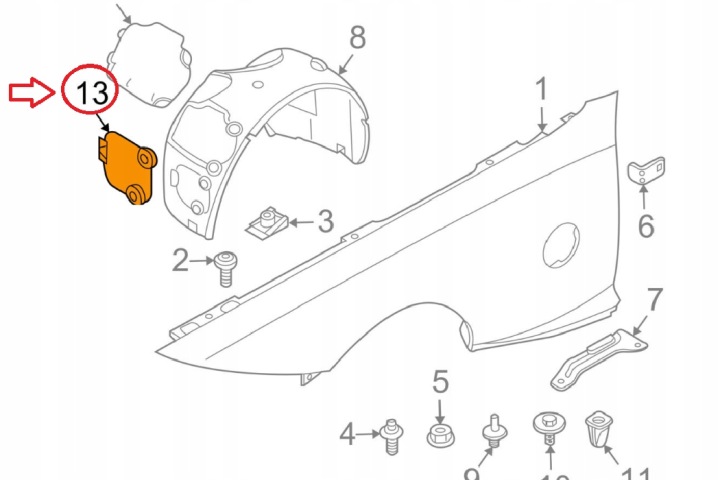 BMW Z4 E85 PROTECTION PASSAGE DE ROUE DROIT AVANT 51717056404 ORIGINALE