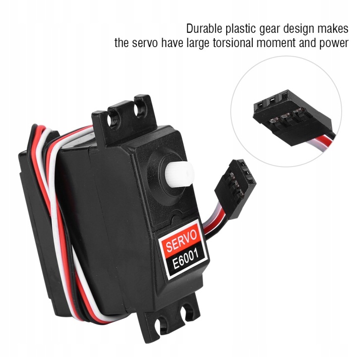 SERVO ANALOGIQUE AVEC PLASTIQUE TRANSMISSION 6KG E6001 VERS AUTOMOBILES RC HSP 94105 94106 94166