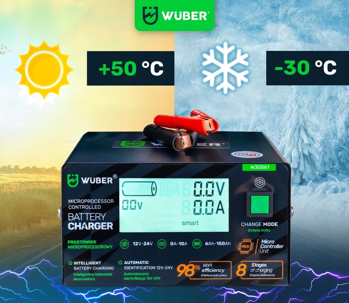 RECTIFICADOR 12V I 24V MIKROPROCESOROWY DISPOSITIVO DE CARGA PARA BATERÍA REPARACIÓN 10A 