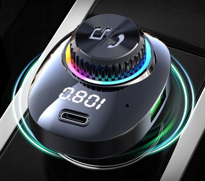 TRANSMISOR FM BLUETOOTH SUPERCHARGE USB-C SD RGB 