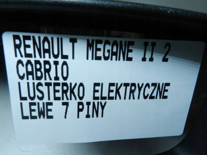 RÉTROVISEUR ÉLECTRIQUE GAUCHE RENAULT MEGANE II 02-09 7 GOUPILLE UK 12353060