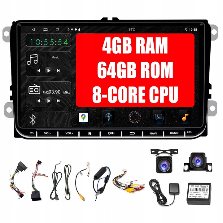 RADIO ANDROID GOLF 5 V 6 VI VW PASSAT B6 B7 TIGUAN TOURAN CADDY CC 4GB/64GB 