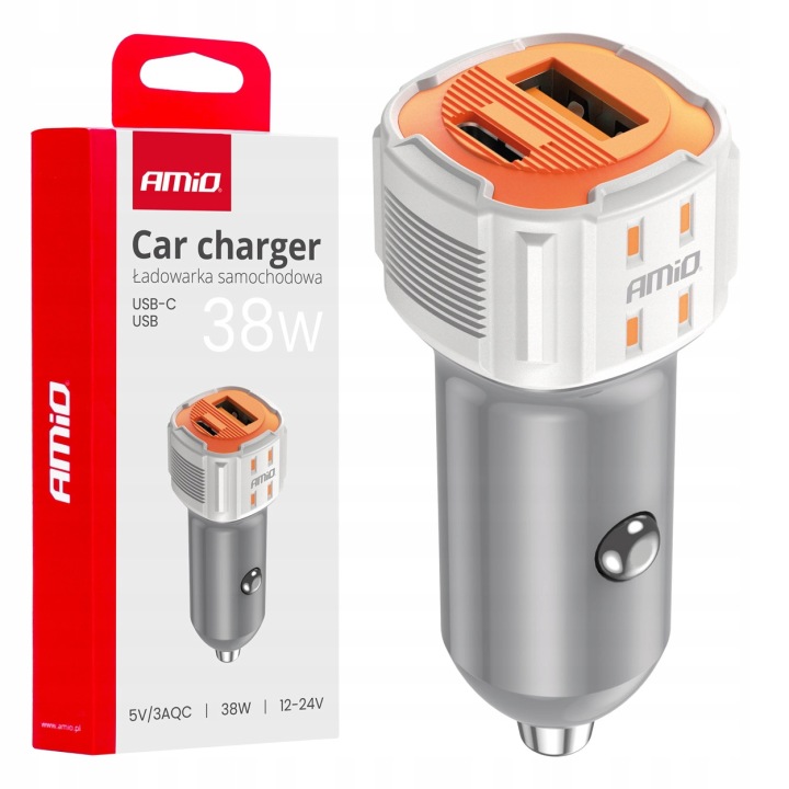 CHARGEUR AUTOMOBILE VERS VOITURE VOITURES USB-A+ USB-C 38W AMIO-03883