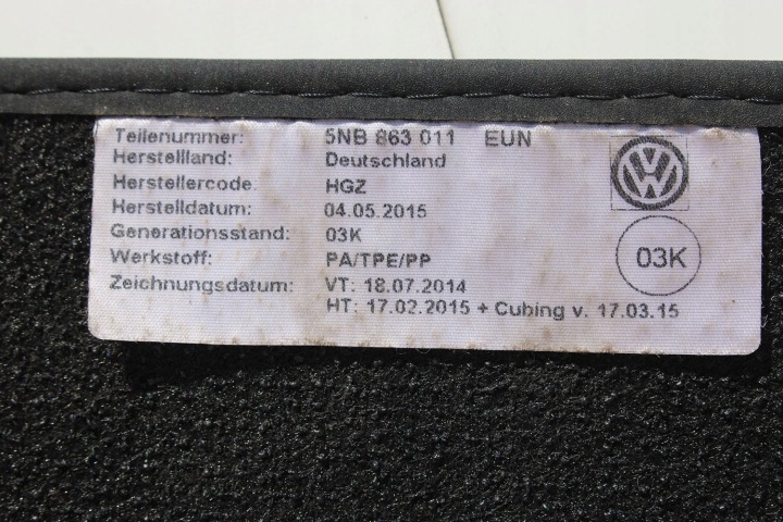 VW TIGUAN II TAPIS DE SOL PLANCHERS 5NB863011 ESSUIE-GLACES EUN NOIR KIT TAPIS