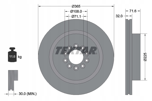 TEXTAR DISCO DE FRENADO PARTE DELANTERA JAGUAR S-TYPE,XJ 02- 