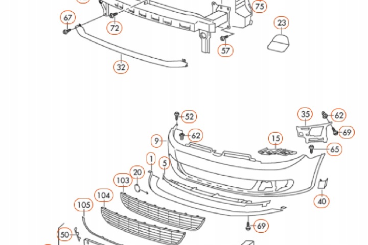VOLKSWAGEN GOLF MK6 AVANT PARE-CHOCS GAUCHE GUIDE NEUF ORIGINAL 1K9807