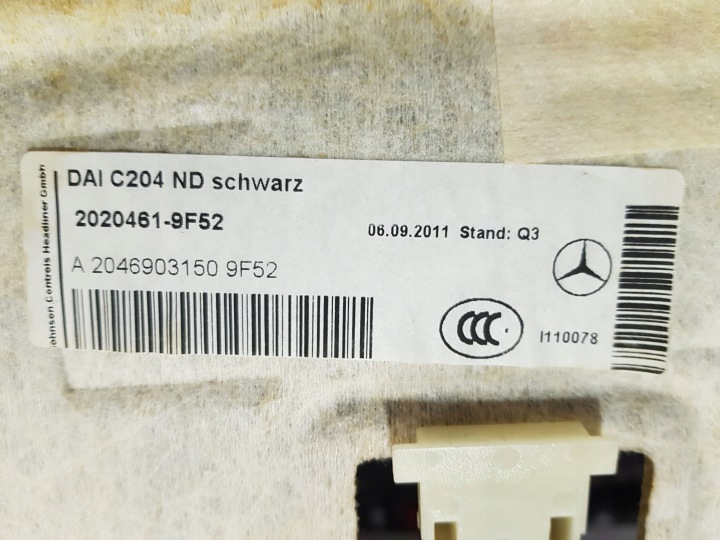 MERCEDES W204 COUPÉ AMG NOIRE PAVILLON PLAFOND