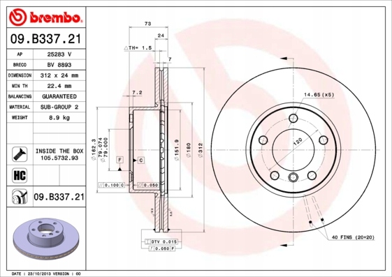 DISCOS ZAPATAS PARTE DELANTERA BREMBO BMW 3 TOURING 