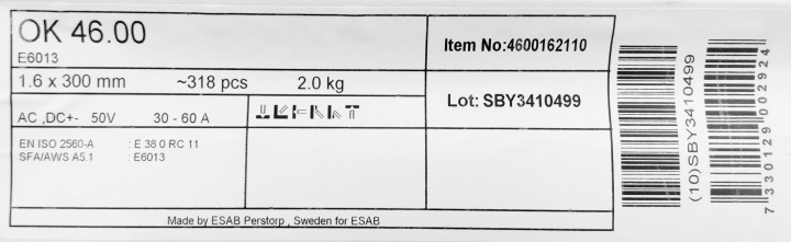 ELEKTRODY RUTYLOWE ESAB OK 46.00 FI 1,6 X 300 MM 1KG MMA