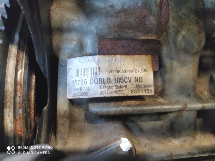 MOTEUR COMPLET 1.6 M-JET 105KM EURO 6 263A8000 FIAT DOBLO II OPEL COMBO D