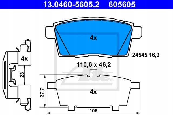 DISCOS ZAPATAS PARTE TRASERA ATE MAZDA CX-7 