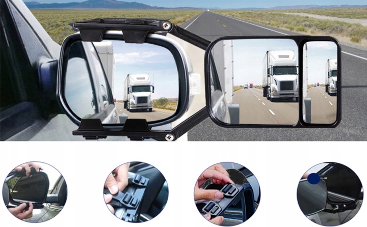 RÉTROVISEUR AUTOMOBILE 2 EN 1 KIT 2SZ RÉGLABLE 360° GRAND I PETIT 2PCS