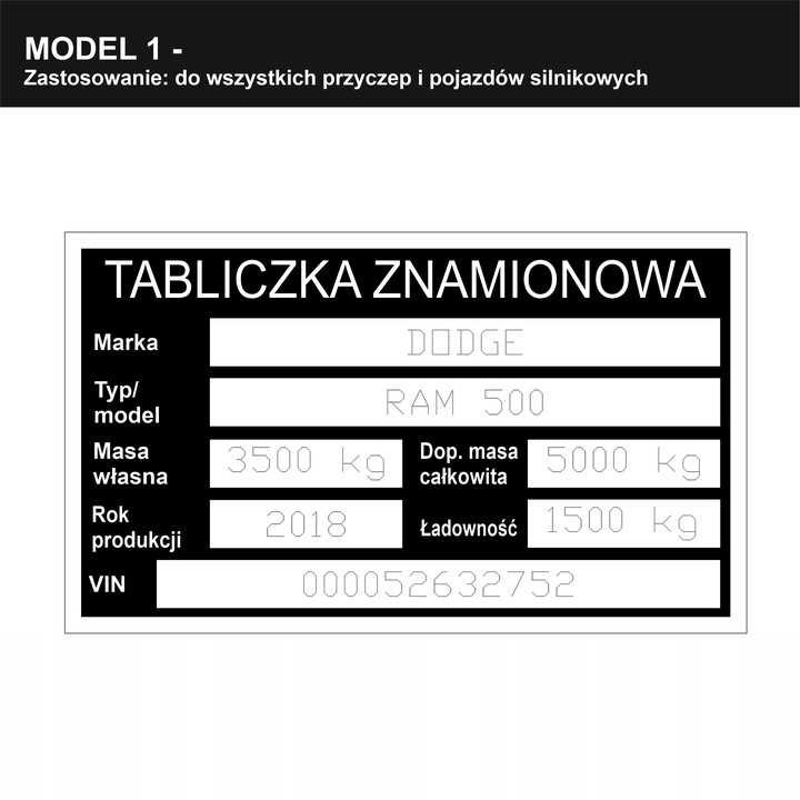 IDENTIFIKAVIMO PLOKŠTELĖ VARDINĖ PAKAITINĖ : PRZYCZEPY, AUTOMOBILIO - ALIUMININIS TRWALA nuotrauka 5