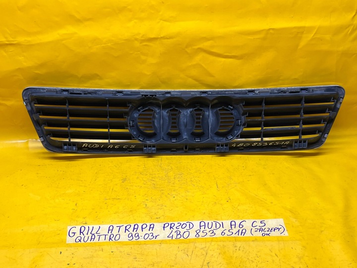 GRILLE CALANDRE CHROME AUDI A6 C5 INSIGNE INSCRIPTION QUATTRO 99-03R 4B0853651A
