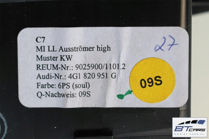 AUDI A7 GRILLES DÉFLECTEURS AIR CONSOLES 4G8820902A 4G1820901C 4G1820951G KRA