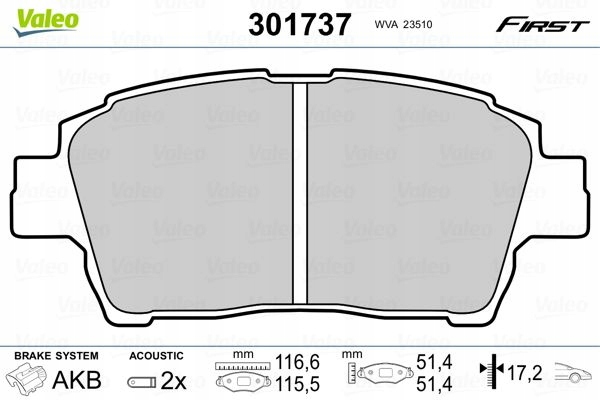 ZAPATAS HAMULCOWE, JUEGO VALEO 301737 