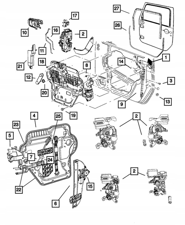 SKYDELIS DRZWI, KAIRYSIS ELEKTROTECHNIKA WRANGLER JK 11-17 nuotrauka 2