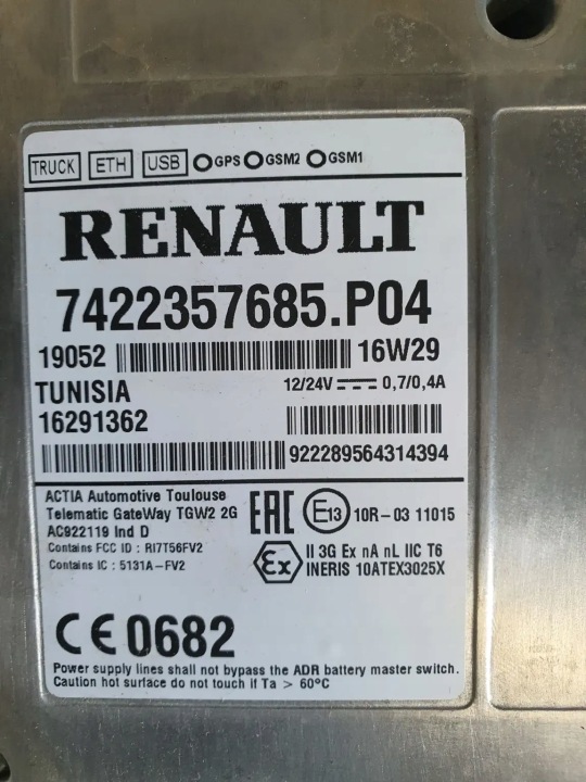 CONTRÔLEUR CASSETTE MODULE GPS RENAULT TRUCKS 7422357685.P04