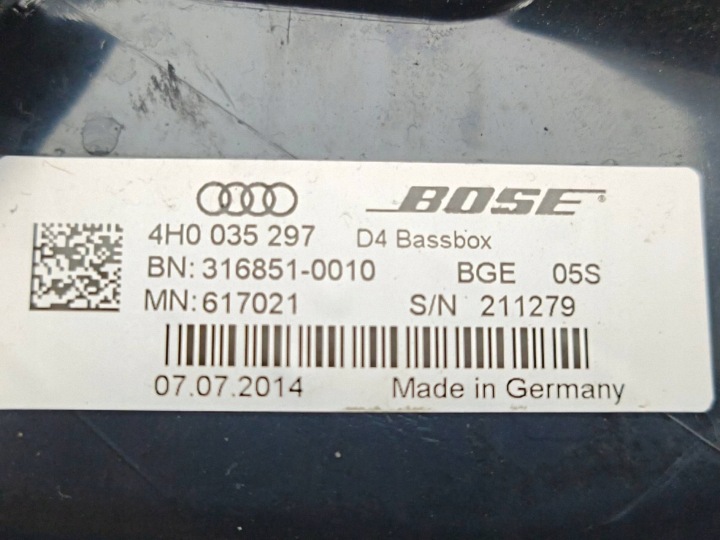 AUDI A8 S8 D4 4H 2015 AVEC AVANT HAUT-PARLEUR PORTES AVANT