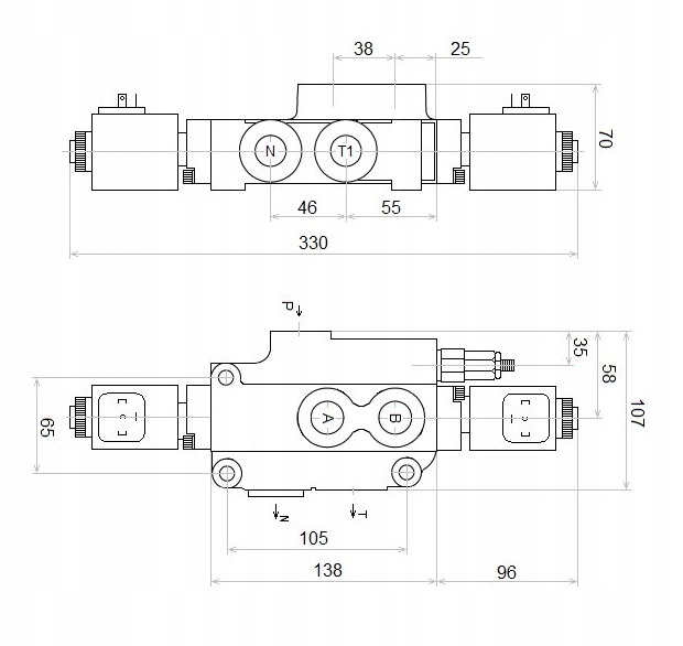 DISTRIBUTEUR HYDRAULIQUE 1 SECTION 80L ÉLECTRIQUE 12V