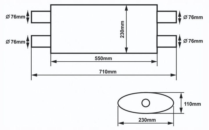 SILENCIADOR CENTRAL PASANTE 3'' 76MM X PIPE SLIDE 