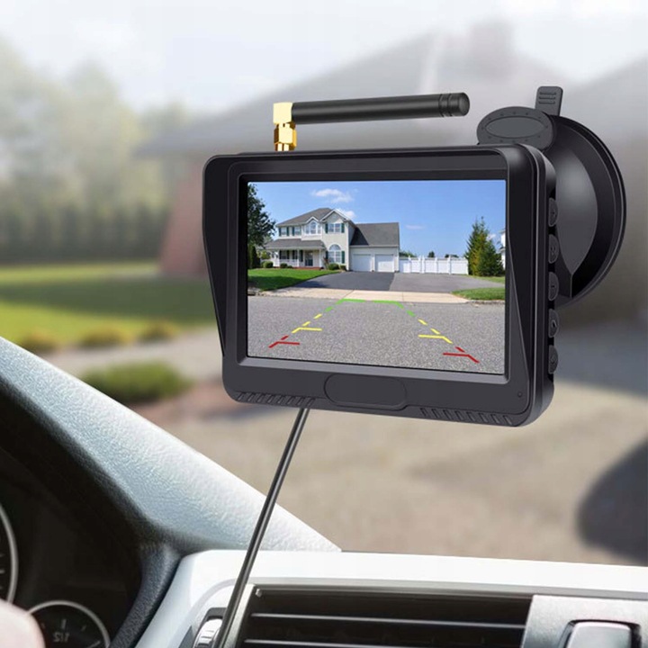 INALÁMBRICO CÁMARA RETROVISOR APARCAMIENTO PARA COCHE BUS TIR MONITOR 4,3'' 