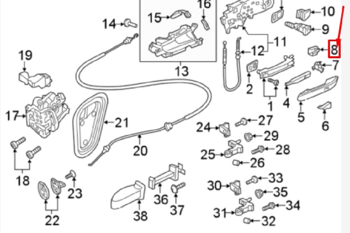 AUDI A4 B9 AMPOULE ÉCLAIRAGE PORTES DROITS AVANT NEUF ORIGINALE 8W09
