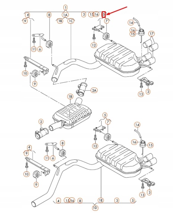 AUDI A3 8P POIGNÉE SYSTÈMES ÉCHAPPEMENT ARRIÈRE 1K0253144AS