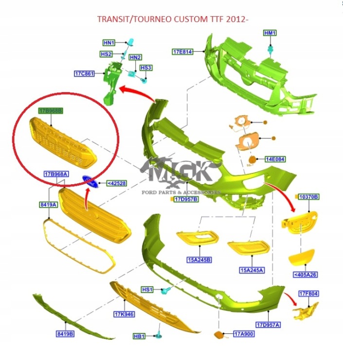 CALANDRE FORD TRANSIT/TOURNEO CUSTOM 29.06.2020- 2467234 LK21-17B968-BA5YZ9