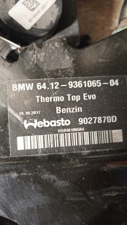 BMW G30 G31 G32 CHAUFFAGE DE STATIONNEMENT WEBASTO ESSENCE 9361065