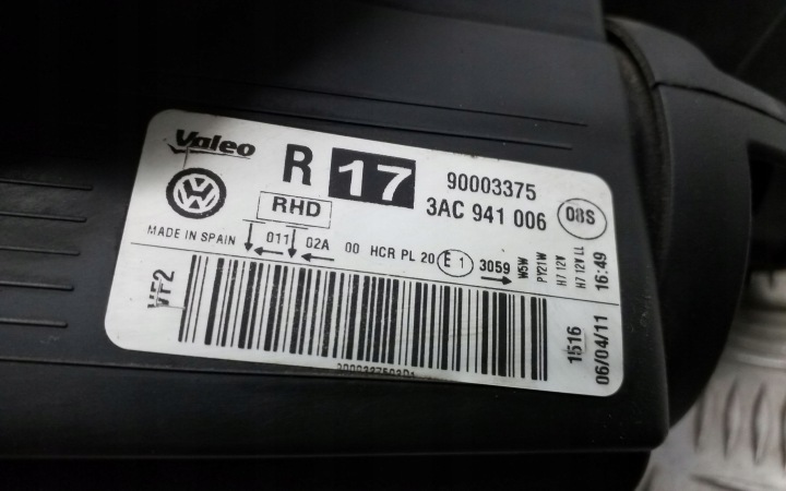 2011 VOLKSWAGEN PASSAT B7 PROJECTEUR 3AC941006