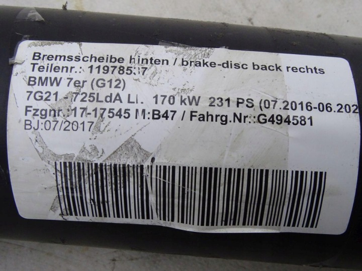BMW 7 G12 725D 2.0D B47 16-19 ARBRE DE TRANSMISSION LONG ORIGINAL 8681439