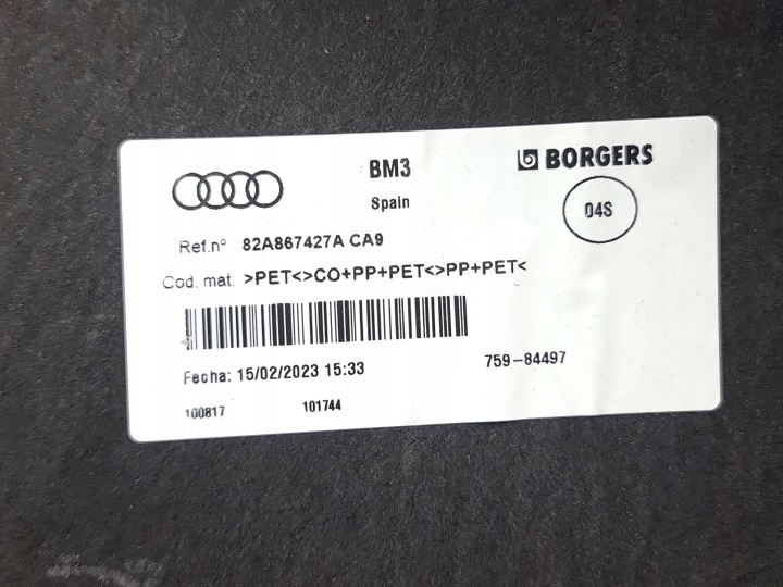 AUDI A1 2023 COLLECTEUR COUVERCLES DE COFFRE 82A867427A