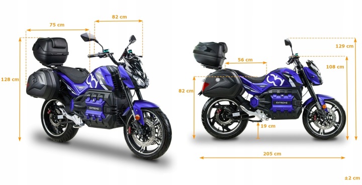 MOTOCYCLETTE ÉLECTRIQUE BILI BIKE EXTREME 6000W 72V 120AH ALARME +USB