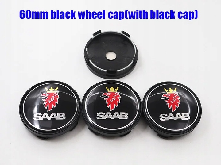 SAAB 60 BLACK4PCS 56 MM 60 MM SAAB 9-3 LOGOTIPO CAR CENTER CENTER HUB CAP AUTO 