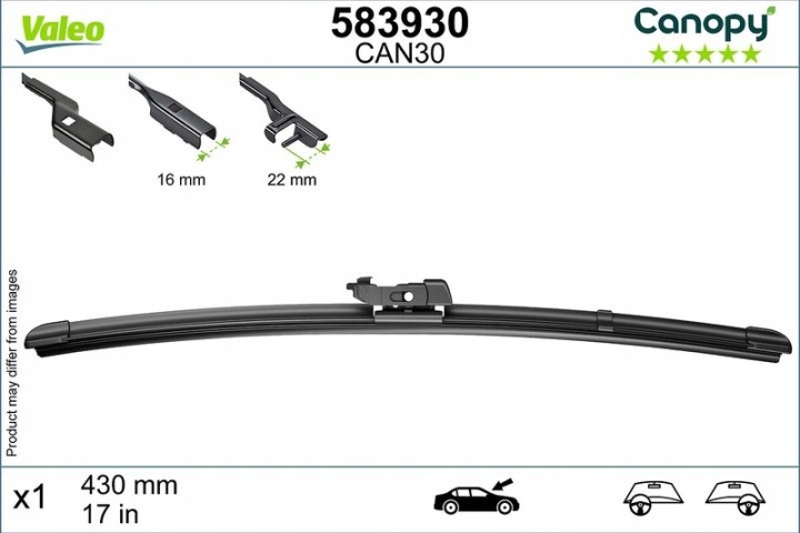 POIGNÉE ESSUIE-GLACES VALEO 583930 AVANT 430 MM