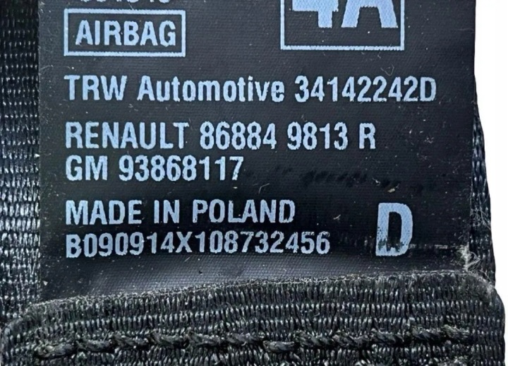 2015 OPEL VIVARO AVANT CEINTURE DE SÉCURITÉ 93868117