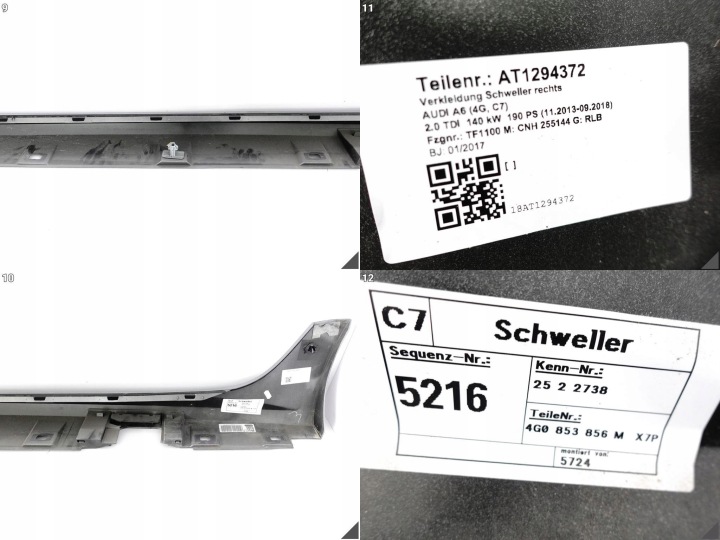 AUDI A6 S6 C7 4G0 LIFT 14-18 S-LINE MOULURE SEUIL SEUIL DROITE COULEUR X7P