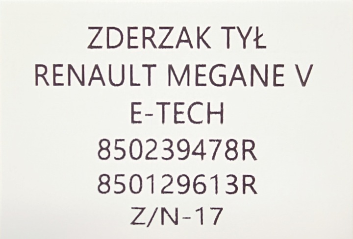 NEUF ORIGINAL PARE-CHOCS ARRIÈRE RENAULT MEGANE V 5 E-TECH 2022- 850239478R