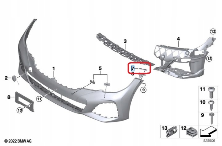 GUIDE PARE-CHOCS DROITE SUPÉRIEURE BMW G20