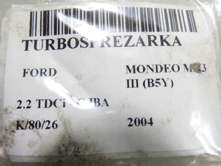 TURBOCOMPRESSEUR FORD MONDEO MK3 2.2 TDCI 5S7Q6K682AE QJBA